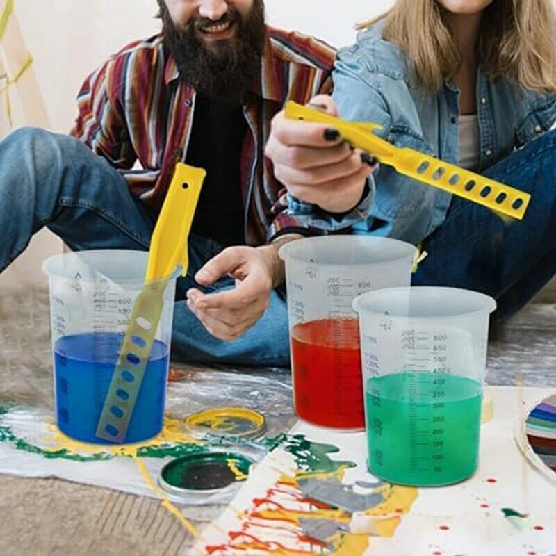 Copo Medidor com Papel Filtro, Kit Cerakote, 1 Paint Stir Stick para Misturar Tintas, Resina, 48 Copos e 50 Folhas, 20 oz 600 ml