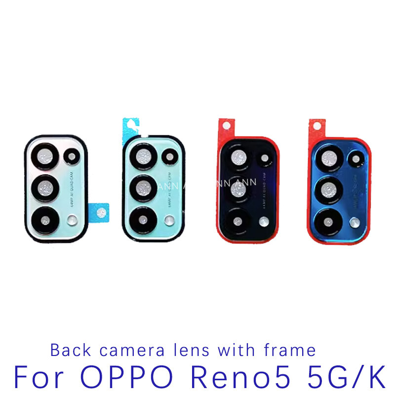 Задняя камера стеклянный объектив с крышкой рамка для Oppo Reno 5 5G основной объектив камеры с клеем запасные части