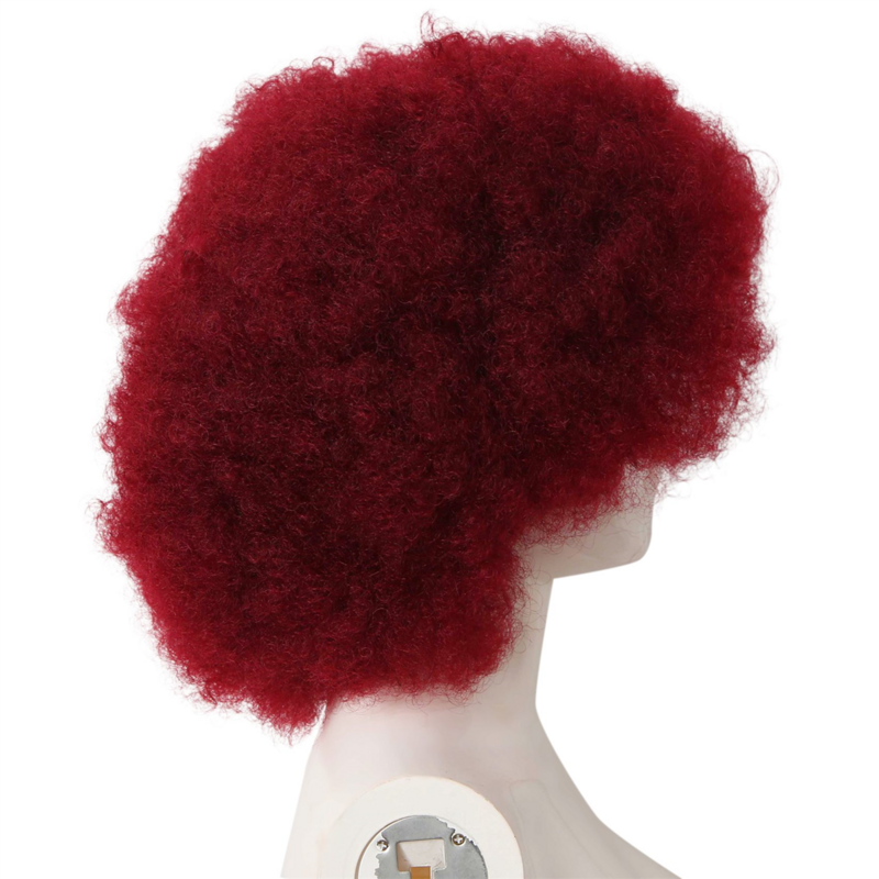 Afrykańska peruka Afro burgundowa puszysta peruka z lokami brazylijska krótka modna peruka dla afrykańskich dziewczynek