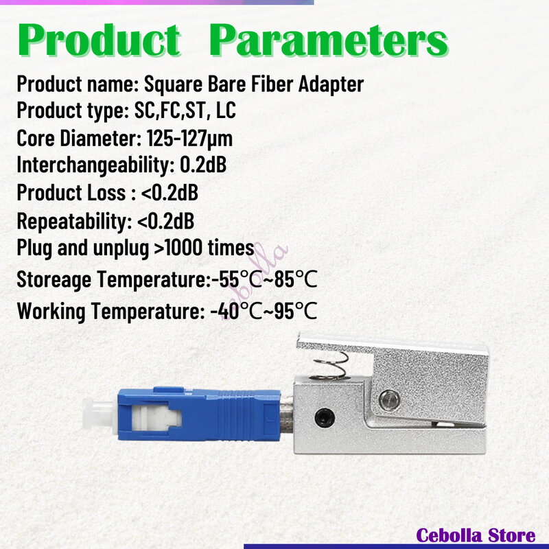 2pcsLot Fiber Optic Adapter Square Type Bare Fiber Adapter SC/UPC SC L ST FC Square FTTH Optical Tools