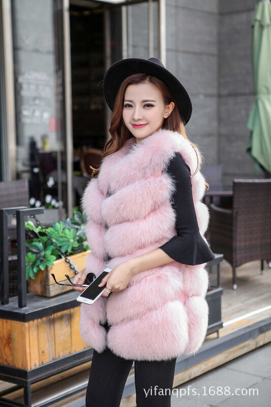 New Fox Fur Imitation Fur Vest Women's Mid-length Coat Slim Slim Vest Vest