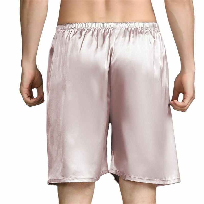 CLEVER-MENMODE Men Casual Home Nightwear Satin Pajamas Shorts Pyjamas Sleep Bottoms Boxers Short Pants Lounge Homewear