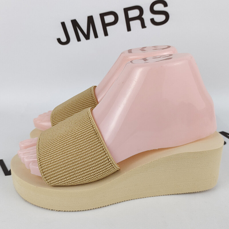 Jmprs-女性用ニットウェッジヒールスリッパ,女性用厚底靴,ビーチシューズ,2023