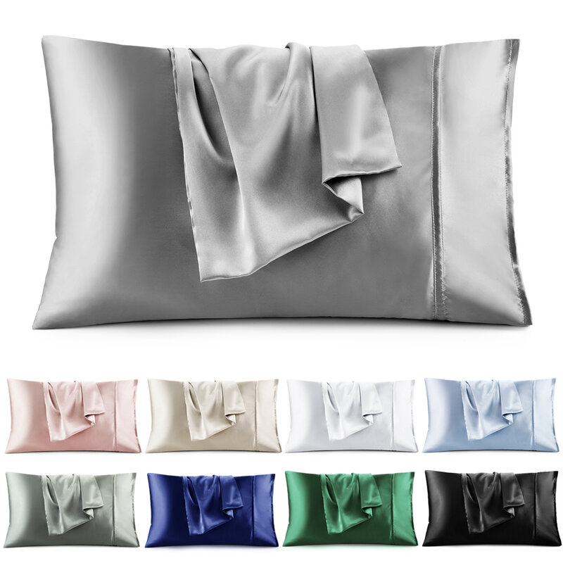 Satin Pillowcase for Hair and Skin Comfortable Slip Pillow Cover Bedding Pillow Case with Envelope Closure 1PC