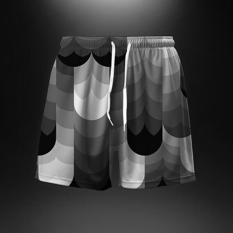 Pantalones cortos de malla transpirable para hombre, shorts holgados de secado rápido con estampado de contraste de color, para gimnasio, baloncesto, correr, verano, 2024