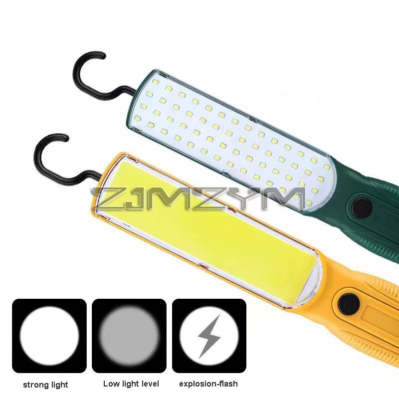 Luz LED COB de trabajo, reflector de mano recargable por USB, linterna de emergencia portátil para reparación de Camping con gancho magnético