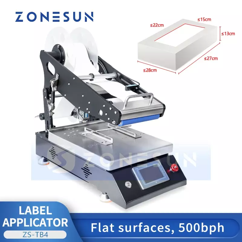 ZONESUN 반자동 평면 라벨링 기계, 스티커 라벨 어플리케이터, 사각형 병 상자, 판지 라벨러 ZS-TB4