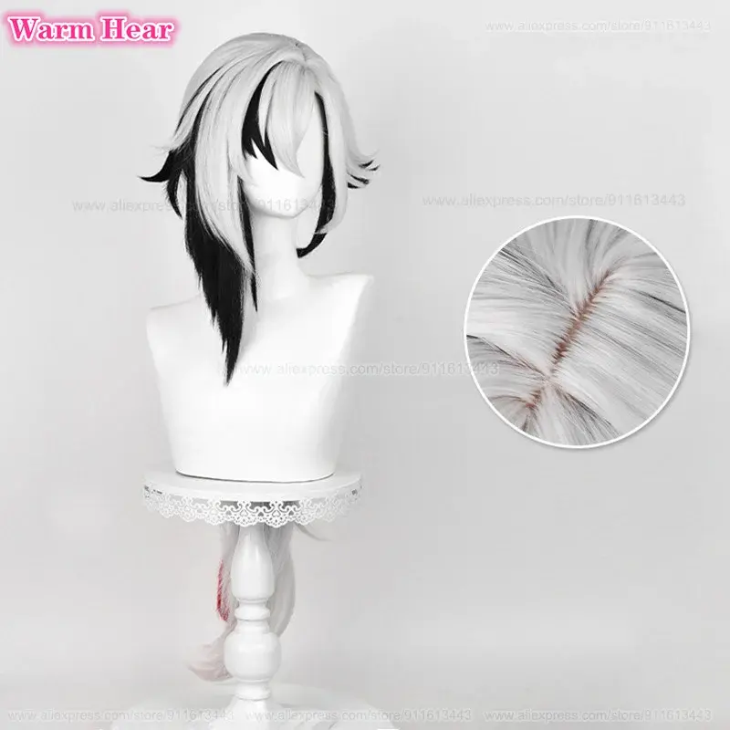 Wig Cosplay Arlecchino kualitas tinggi 83cm/45cm Wig Cosplay Anime Wig pesta sintetik tahan panas + topi Wig