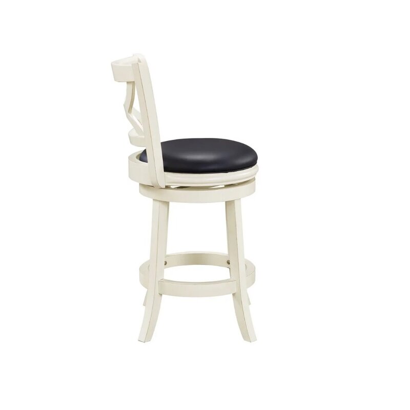 Boraam Florence Counter Height High Back Swivel Wood Counter Stool, Distressed Cream Finish，Solid Hardwood Frame for Durability