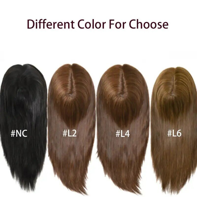 Q6 Swiss Lace e PU Straight Hair Topper para mulheres, cabelo humano longo, linha fina natural, laço respirável, 7x9, 16"