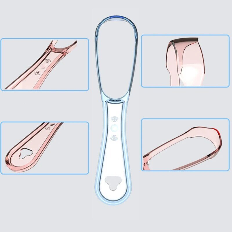 Pengeruk lidah sikat pembersih mulut, alat pembersih mulut dua sisi plastik makanan untuk napas dapat digunakan kembali