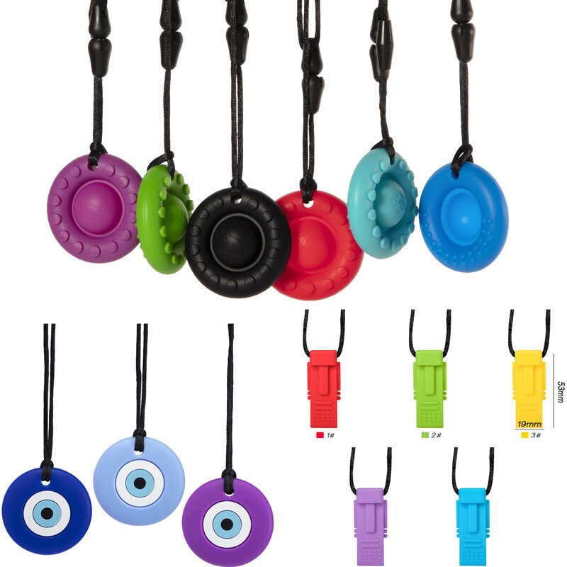 Wholesale Sensory Chew Necklace Kids Silicone Biting Pendant Training Toys,Silicone Teether For Teething Babies,Autism,Anxiety