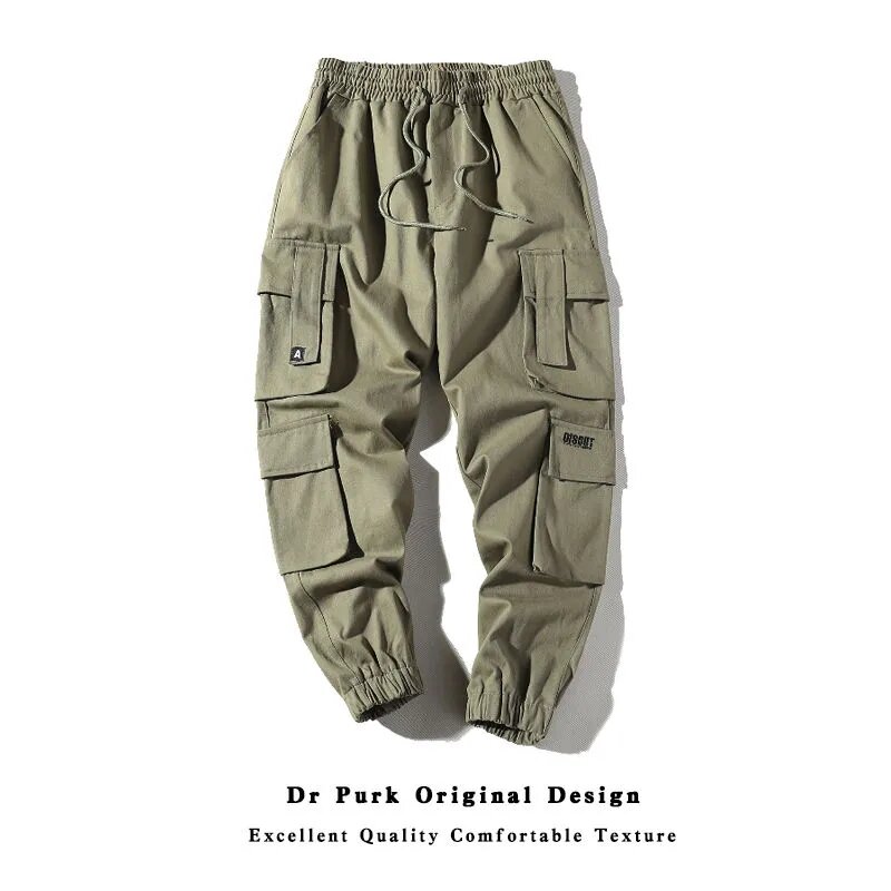 Брюки-карго мужские уличные, винтажные мешковатые штаны, повседневные Модные брюки в Корейском стиле для езды на мотоцикле, штаны с несколькими карманами