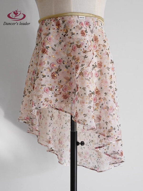 Балетная короткая юбка с цветочным водяным знаком, эластичная Женская танцевальная юбка на шнуровке, юбка для гимнастики и тренировок, балетная одежда, Lyrical юбка