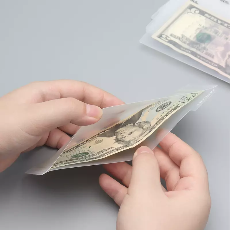 Cash Envelopes 6Tabs Bill Holders Money Budget System Wallet Divider No Hole Frosted PP Budgeting Pockets for Bill Planner