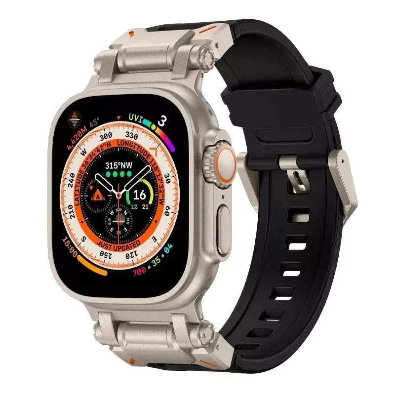 Correa de goma para Apple Watch, banda deportiva suave para iWatch Series 9, 8, 7, 6, 5, accesorios de pulsera, Ultra 2, 1, 49mm, 45mm, 44mm, 42mm