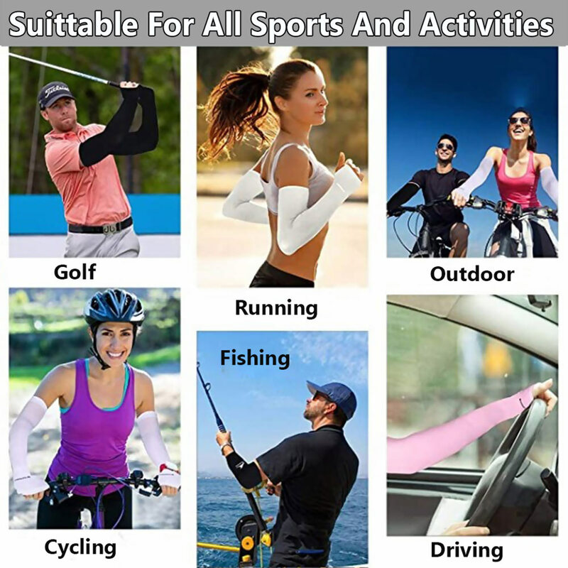 2Pcs Arm Sleeves Warmers Sports Sleeve Sun UV Protection Hand Cover Cooling Warmer Running Fishing Cycling