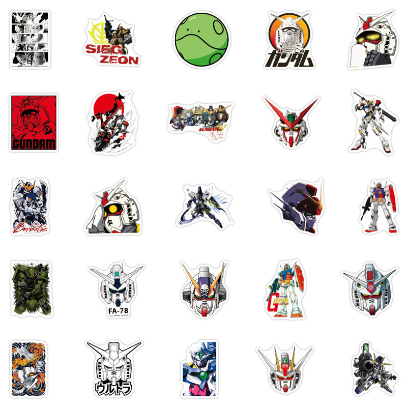 Gundam cartoon adesivos para crianças, adesivos para motocicleta, bagagem, guitarra, skate, clássico, legal, grafite, decalques, diy, 10/30/50pcs