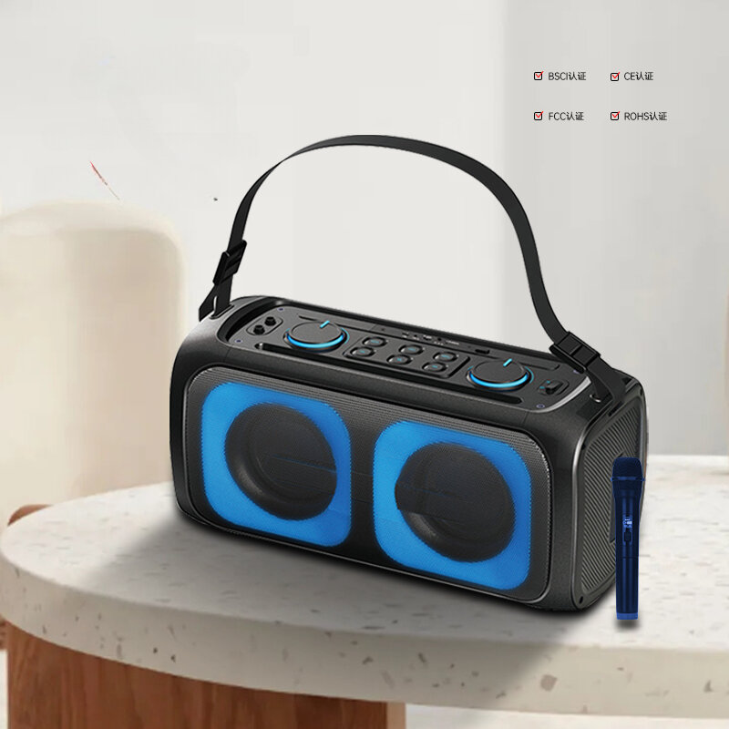 Professional Stereo Audio Party Box, LED alto-falante portátil, DJ Party, equipado com Bluetooth Speaker