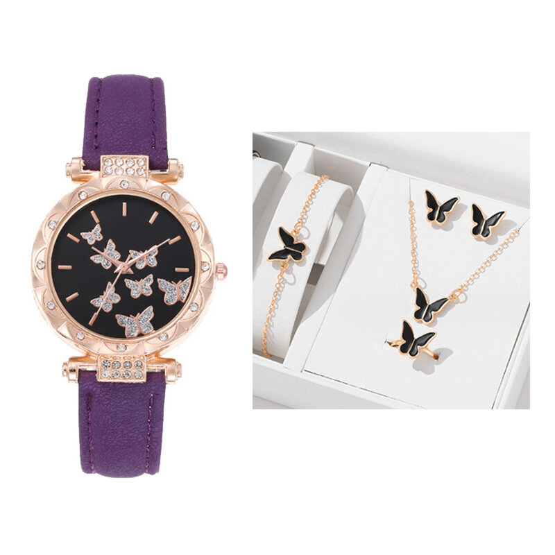 Elegant Watch Set for Women Butterfly Shape Jewelry and Watch Gift Supplies for Business Meeting Dating