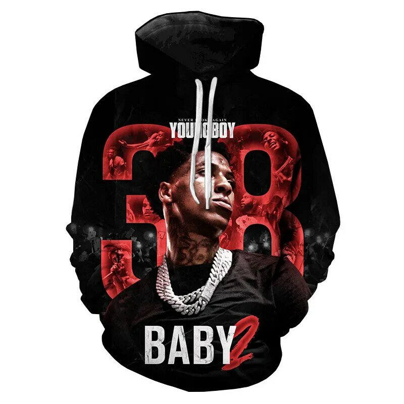 Hoodies Rapper YoungBoy 3d cetak kaus Pria Wanita Hoodie kebesaran Hoodie Fashion anak-anak Pullover kaus Tracksuit mantel