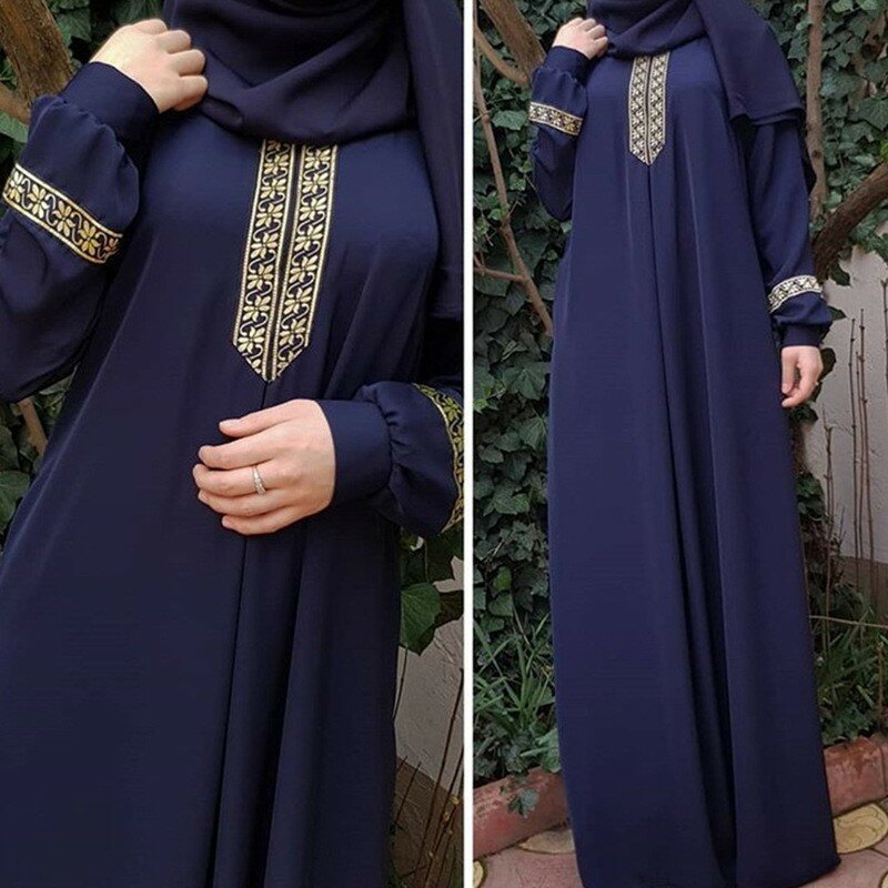 Robe musulmane longue imprimée pour femmes, grande taille, décontractée, à manches longues, vêtements musulmans, éducative