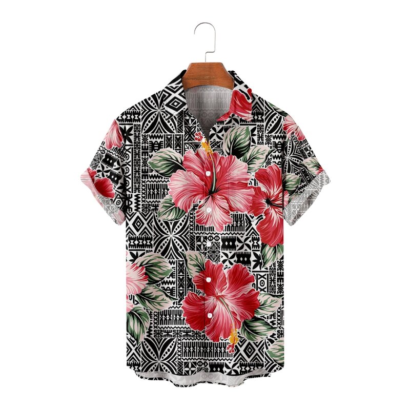 Chemises décontractées à manches courtes pour hommes, style bohème, imprimé de fleurs, respirant, cool, été, vacances