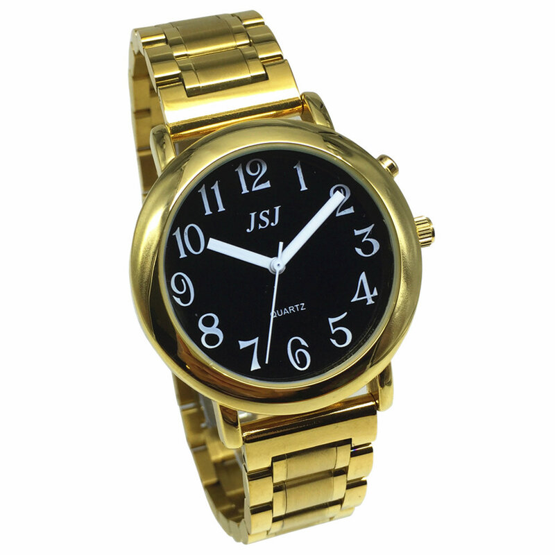 Говорящие во французском стиле часы с функцией будильника, дата и время разговора, черный циферблат, золотой чехол TAF-60