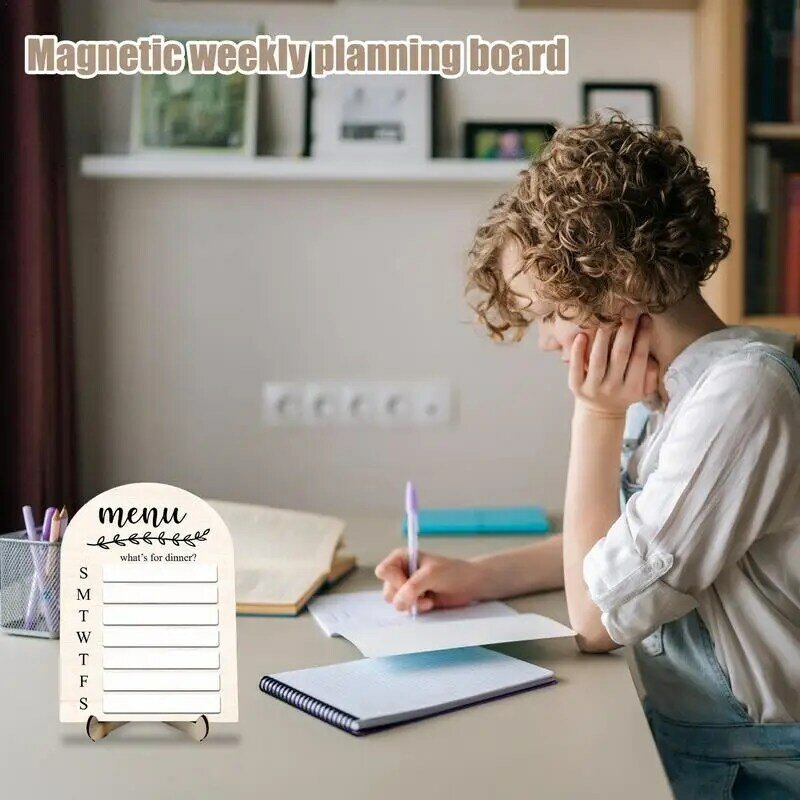 Tablero de lista de tareas domésticas, tablero de madera borrable con 6 bolígrafos, respetuoso con el medio ambiente, tableros de borrado en seco para planificar tareas de notificación de estado de ánimo