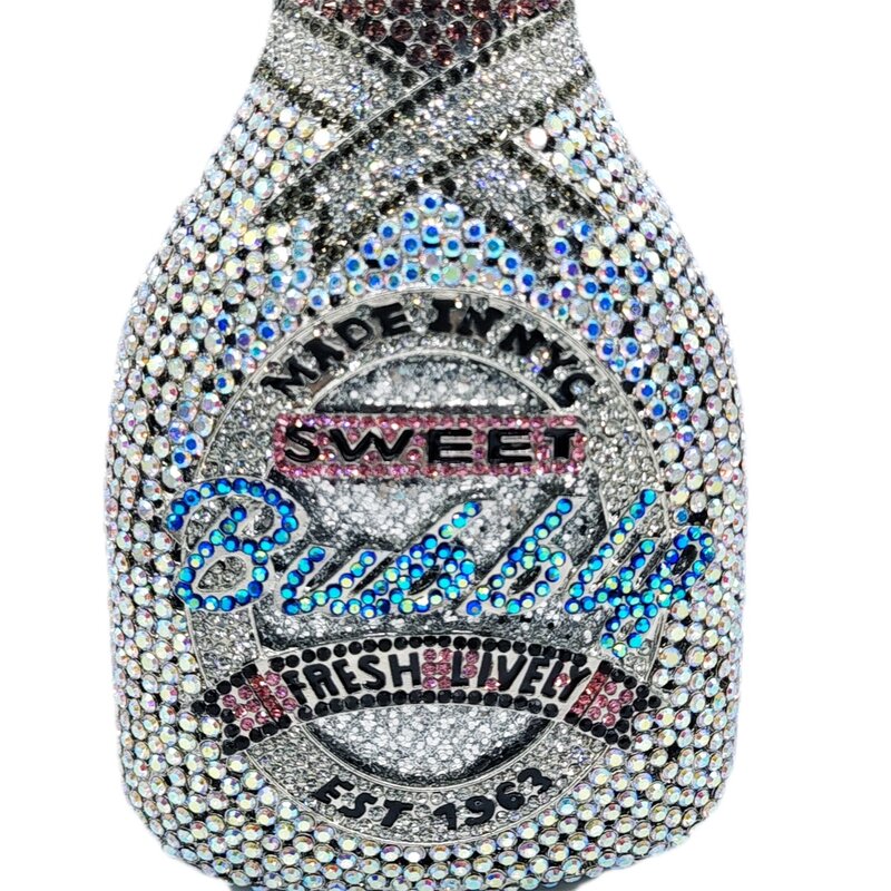 Bolsa de cristal para mulheres garrafa champanhe, bolsa diamante, corrente de metal dura, baile de festa à noite, luxo