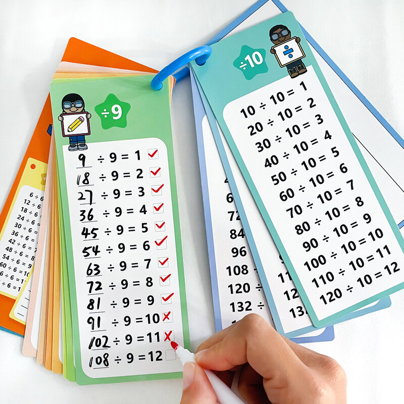 15 kart Division Fact tabela 1 do 12 kart Flash Dry Erase Matematyka Liczenia Narzędzia do nauki Pomoc dydaktyczna Gra Montessori dla dziecka