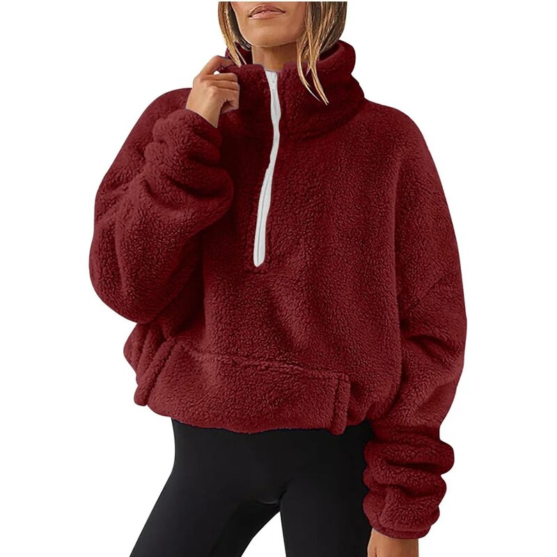 Vintage Lamm wolle Sweatshirt Frauen Hoodies Winter warme Fleece Mantel Frauen Mode übergroße Baseball Streetwear