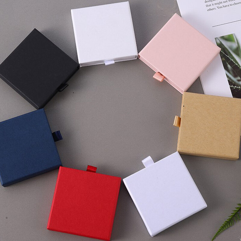 4 Colors 1PC Thin Kraft Paper Drawer Jewelry Packaging Box Greeting Card Necklace Bracelet Gift Package Case Boxes