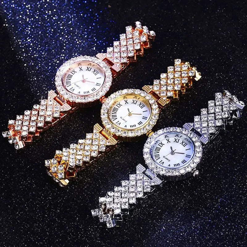 Reloj de lujo para Mujer, conjunto de pulsera de acero con diamantes, productos superventas, marca de lujo, 2023