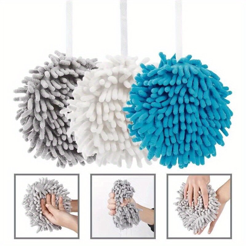 ผ้าขนหนูลูกบอลขนปุย-เช็ดมือให้แห้งทันทีด้วยชุดผ้าขนหนูตกแต่งผ้าเช็ดตัวสุดสร้างสรรค์สำหรับห้องน้ำ