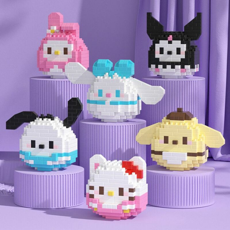 Sanrio-bloques de construcción de Hello Kitty para niños, juguetes ensamblados, adorno decorativo, figura de Anime, modelo Kuromi, My Melody, rompecabezas G