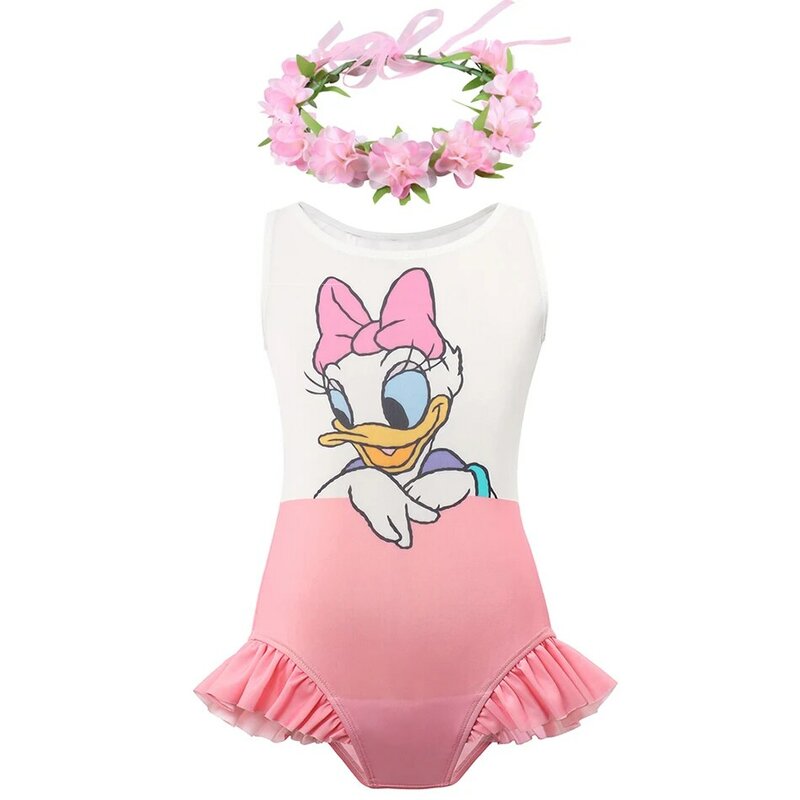 Sommer Kinder Rapunzel Schnee wittchen Prinzessin Cosplay Beach wear Disney Mickey Daisy Ariel Badeanzug für Mädchen Bikini Schwimm outfits