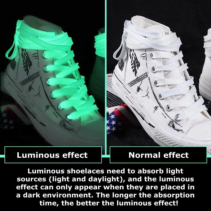 Светящиеся шнурки 6 цветов, плоские, подходят для всех обуви, флуоресцентные шнурки вечерние ринки, для сбора, для ночной работы, детские шнурки 1 пара
