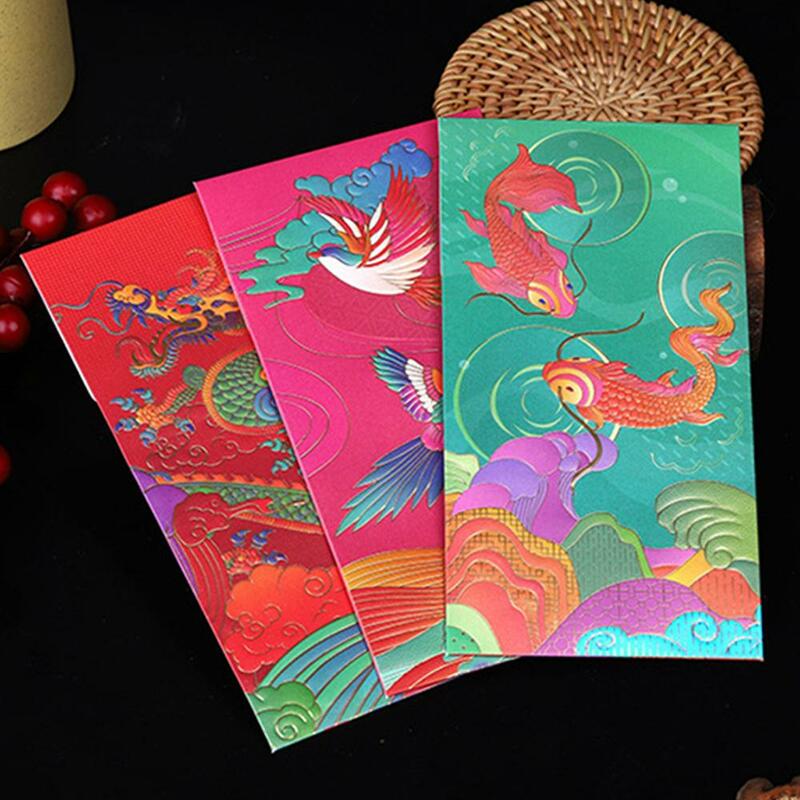 Enveloppe rouge de personnalité créative chinoise, fournitures pour la maison, nouvel an du dragon, variété de styles, 2024, 1 à 5 pièces