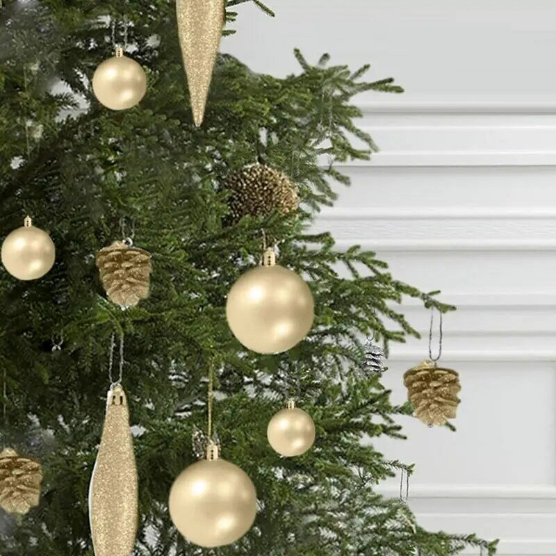 Set ornamen kerucut pinus DIY, Set ornamen bola kerucut pinus tahan pecah pohon Natal liontin untuk pohon Natal dalam ruangan rumah