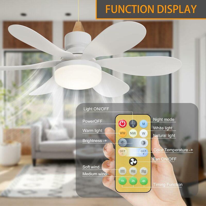 30W E27 Ceiling Fan With LED Light And Remote Control 3 Colors Modern Ceiling Socket Fan For Living Room Bedroom 85-265V