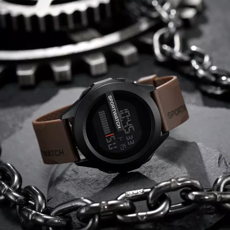 남성 스포츠 LED 시계, 톱 브랜드, 남성 디지털 시계, 다기능 고무 남자 피트니스 선수, 시간 표시 전자 시계