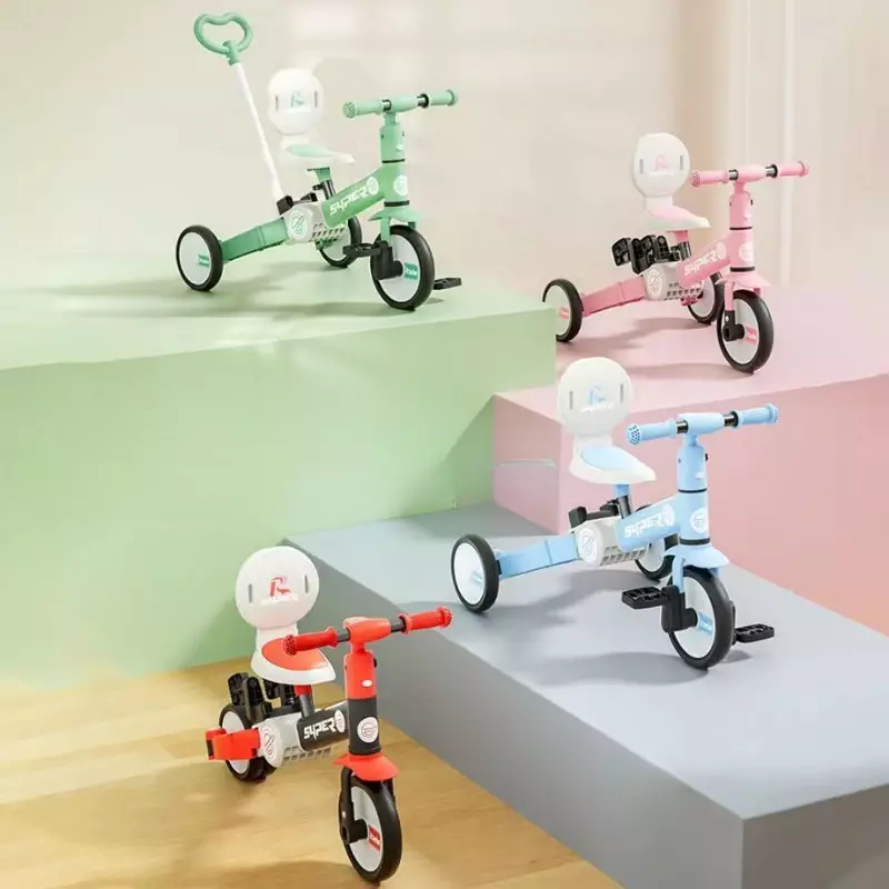 Bicicleta multifuncional de tres ruedas para niños, Material respetuoso con el medio ambiente, Pedal de bebé, bicicleta de coche de equilibrio