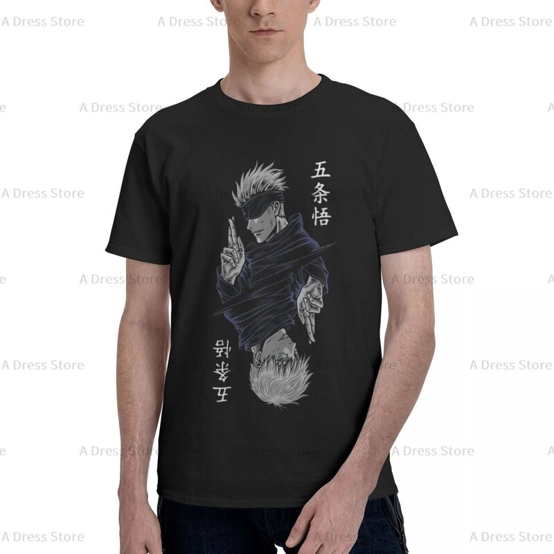 Мужская футболка с круглым вырезом Kaisen Satoru Gojo Print Anime, футболка большого размера с принтом, футболка с коротким рукавом, круглый подарок на весь год