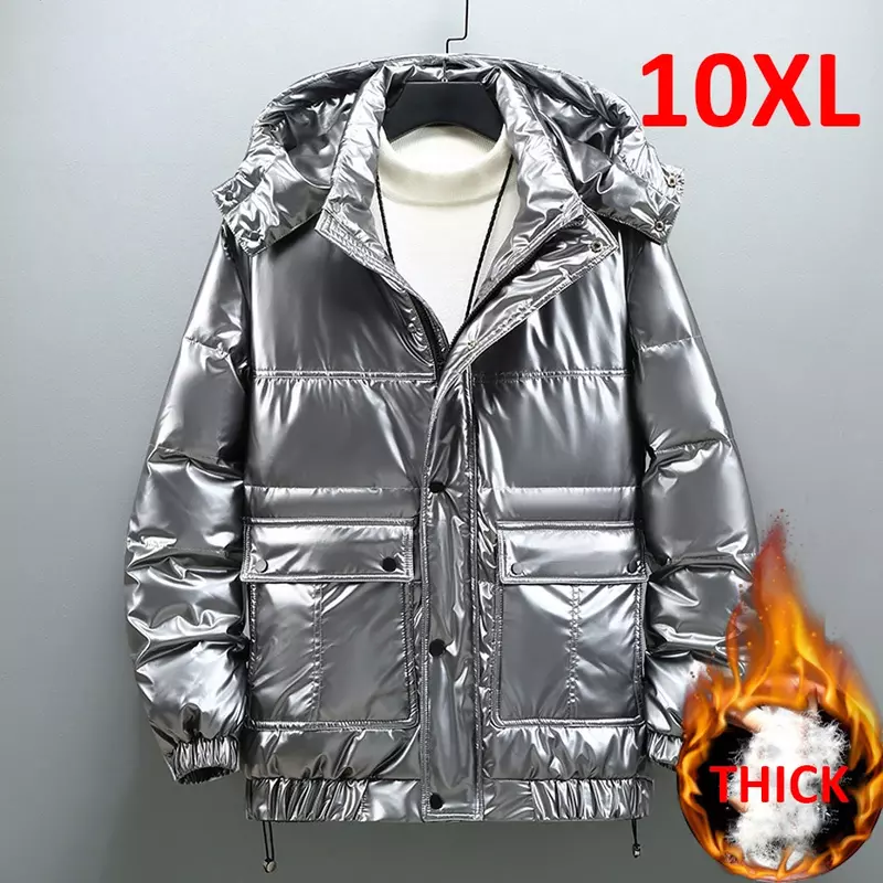 Jaket tebal musim dingin, jaket mantel tebal ukuran Plus 10XL, jaket Puffer kasual modis ukuran besar 8XL 10XL