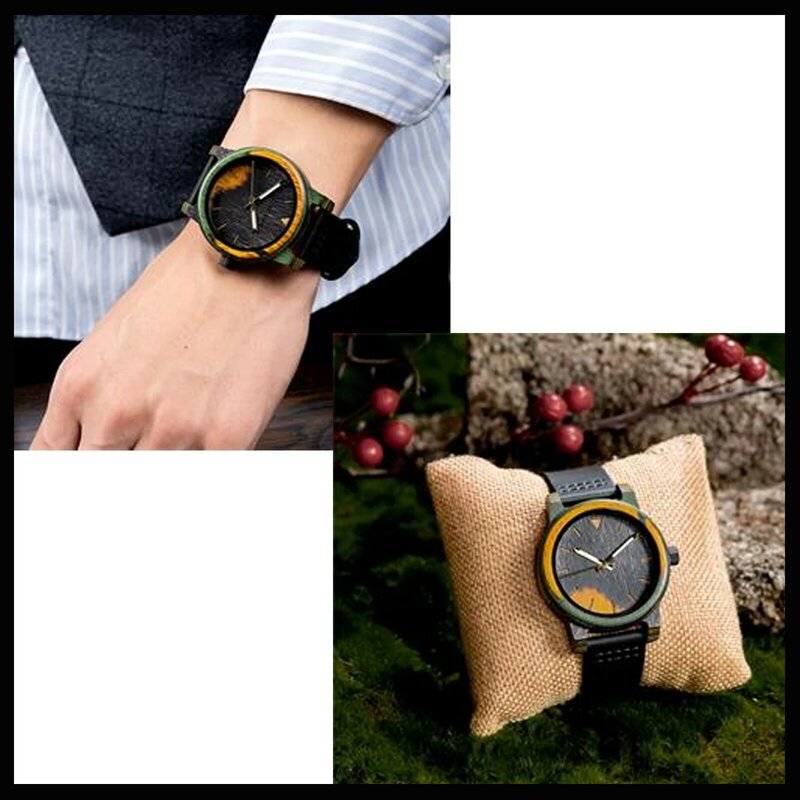 2win-relojes de madera coloridos para hombre y mujer, reloj de pulsera de cuarzo único hecho a mano, regalo de aniversario