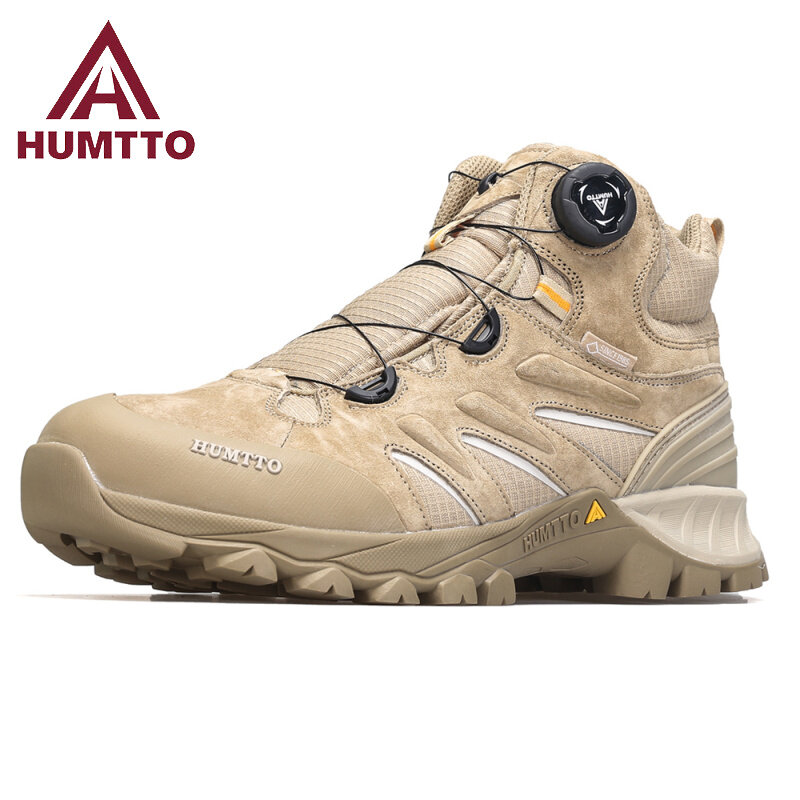 HUMTTO Leather Boots for Men Luxury Designer Hiking Shoes Outdoor Climbing Trekking Sneakers Mens Sports Waterproof Ankle Boots