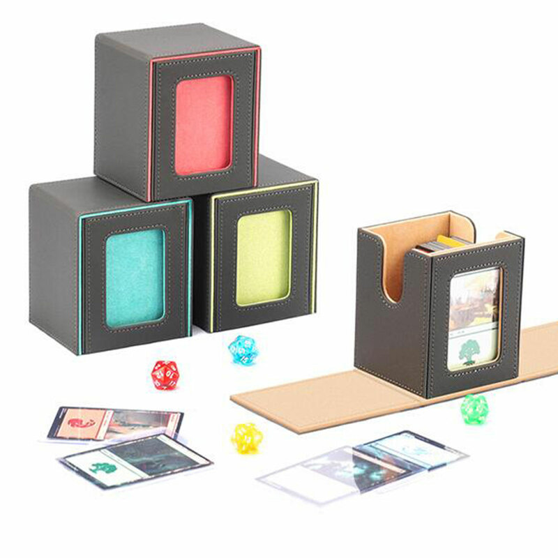 Caja de cubierta de tarjetas comerciales, protección de cierre magnético, diseño de ventana transparente, soporte de tarjeta de juguete de recolección de organización Premium