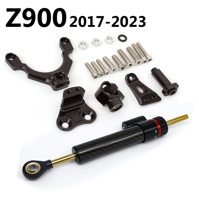 Стабилизатор рулевого демпфера из 2023 углеродного волокна для мотоцикла Kawasaki Z900 Z 900 2017-2022 2021, амортизаторы, крепежный кронштейн, опорный комплект