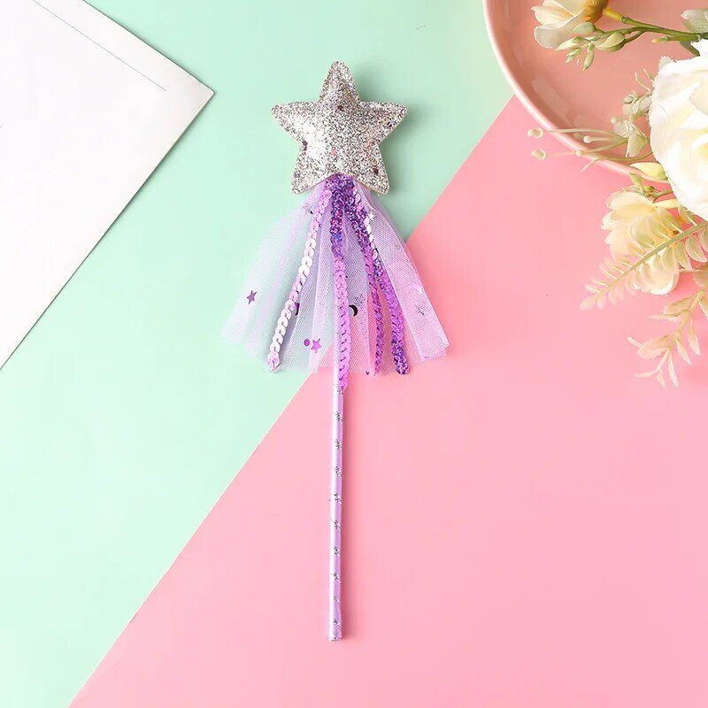 20 pçs sequin estrela varinhas de fadas varas para crianças princesa meninas festa dia das bruxas presente aniversário decoração do bebê chuveiros cosplay